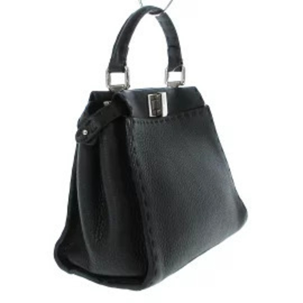 Fendi Peekaboo Iconic Selleria Handbag Black Roman Leather